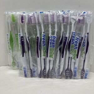 Toothbrush Bulk Lot of 24 Adult Rubber Grip Fresh Mint Individually Wrapped